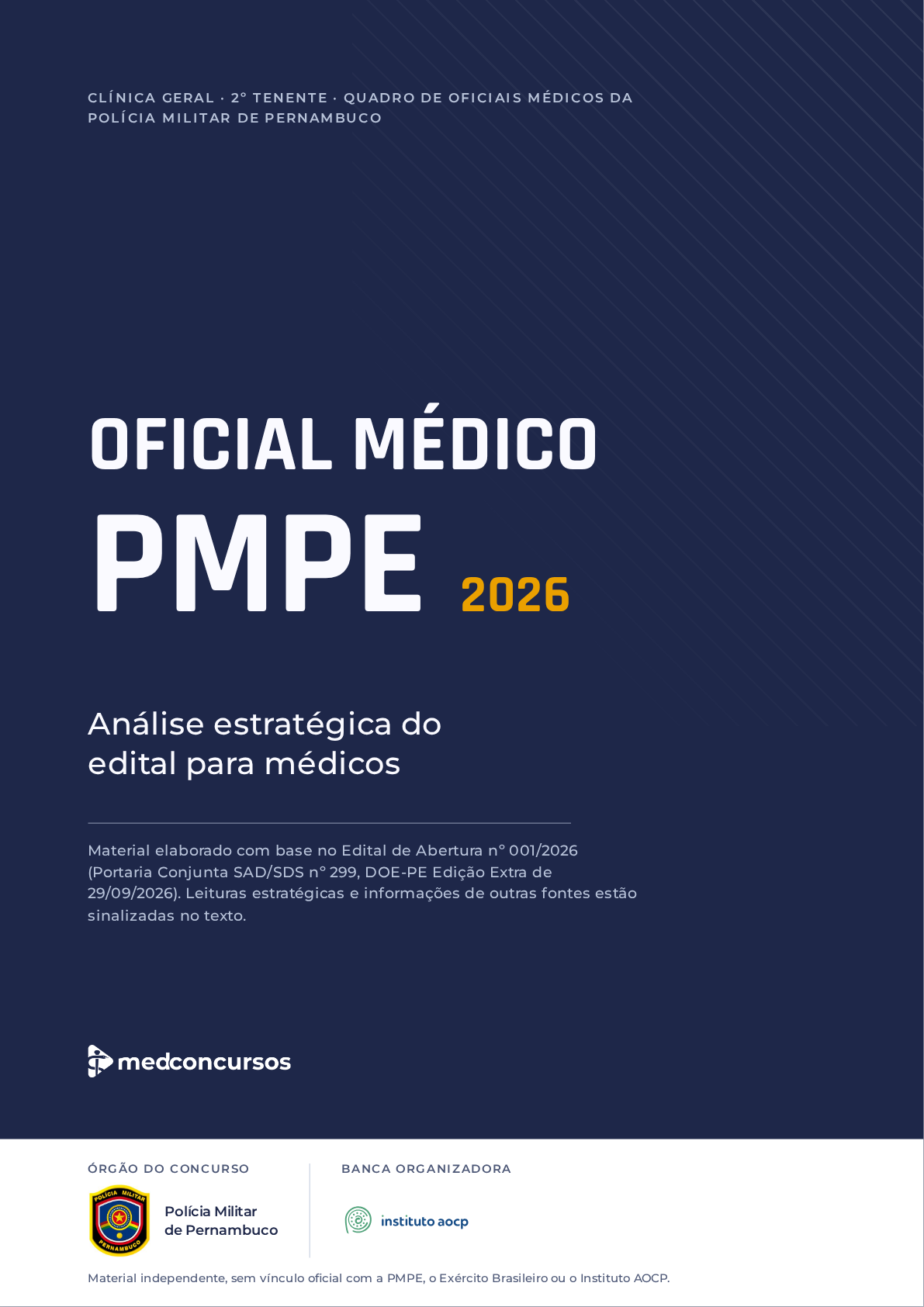 Capa do e-book Oficial Médico PMPE 2026 — Análise estratégica do edital para médicos